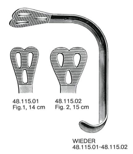 Шпатель изогнутый WIEDER (для отдавливания корня языка) 14 см WIEDER 48.115.01