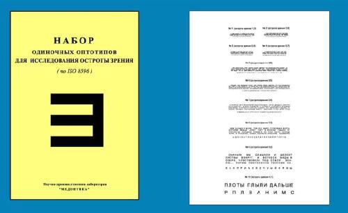 Альбом 4 одиночных оптотипов для контроля остроты зрения