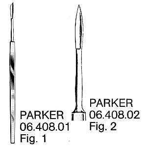 Скальпель тонкий брюшистый PARKER № 1 06.408.01