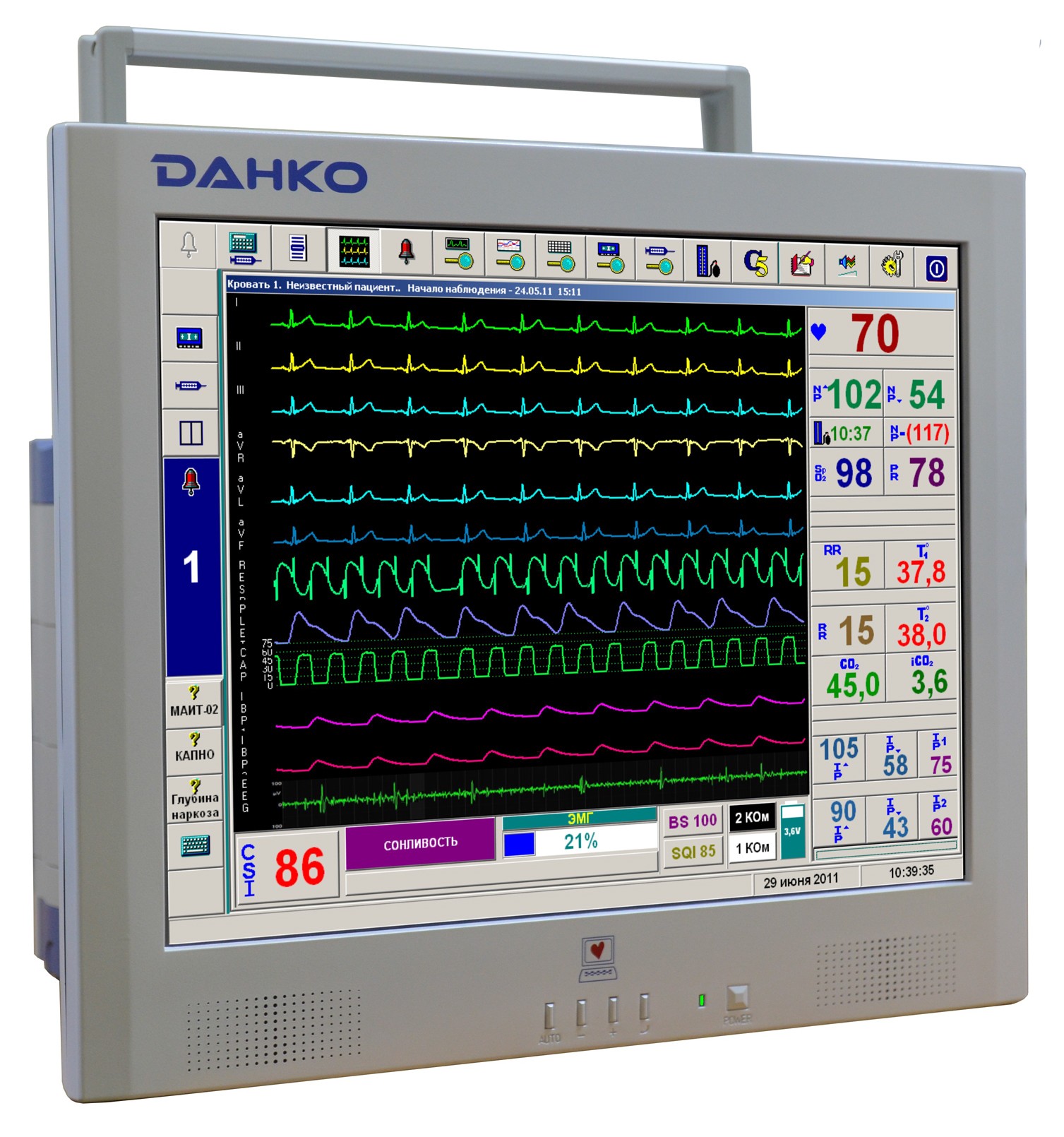 Монитор пациента МАИТ-02-CSM с CSM модулем контроля глубины наркоза и седации
