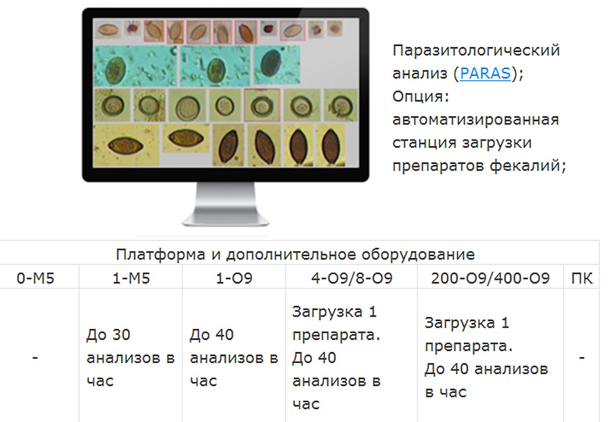 Аппаратно-программная комплектация МЕКОС-Ц2 Паразитологический анализ (PARAS)